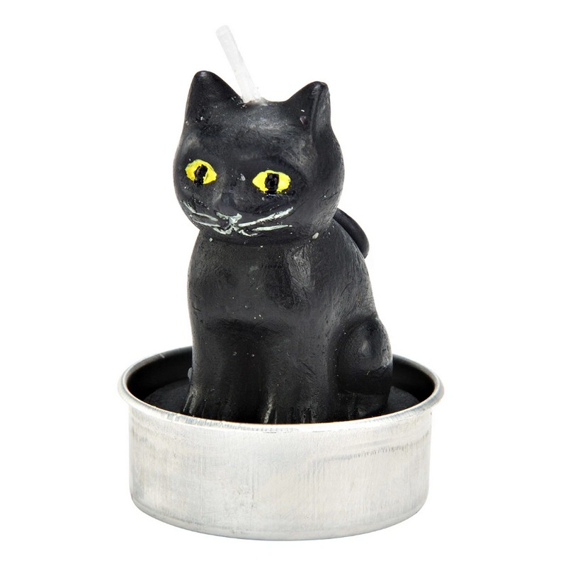 Candela tealight di Halloween a forma di gatto nero